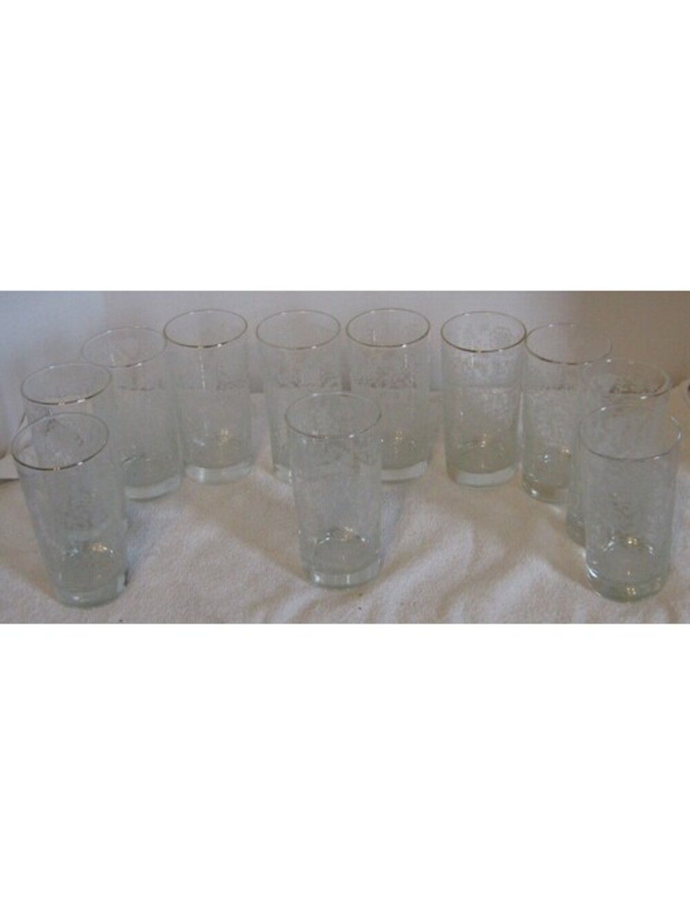 Libbey Icy Lace Garden Flower Frosted Highball Tumblers Glasses 5 3/8 " Blown